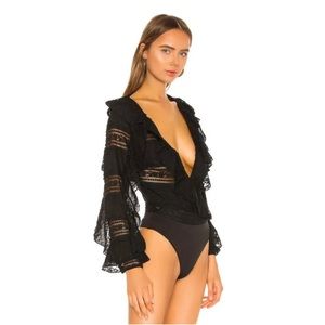 TulaRosa NWT black lace bodysuit sz L NWT